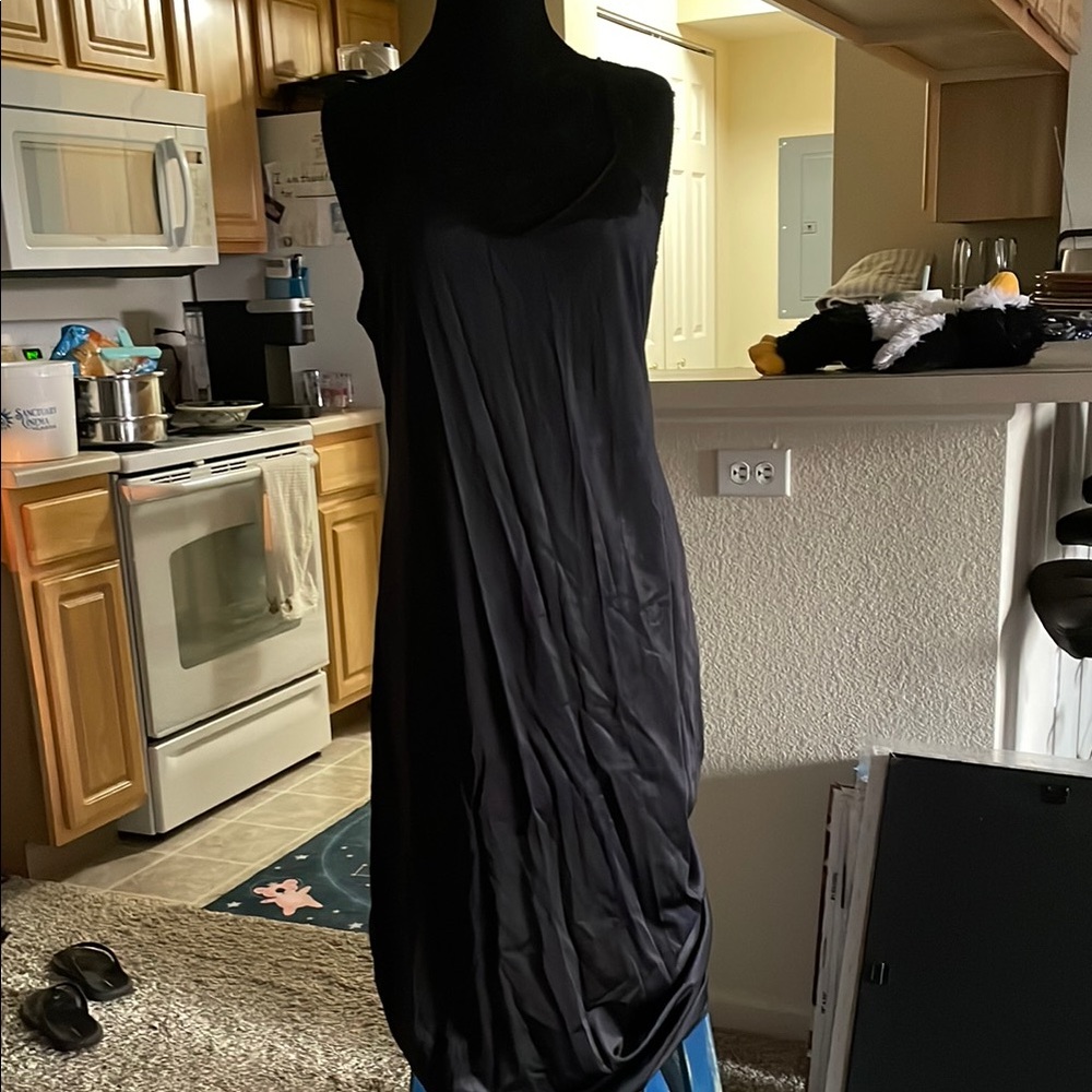 Vassarette Black Asymmetrical Ruched Slip